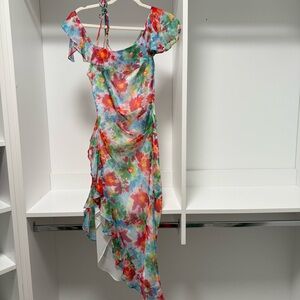 Amanda Uprichard Vibrant Floral Asymmetrical Dress